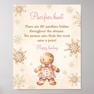 Gingerbread Girl Baby shower Pacifier Hunt Game Poster