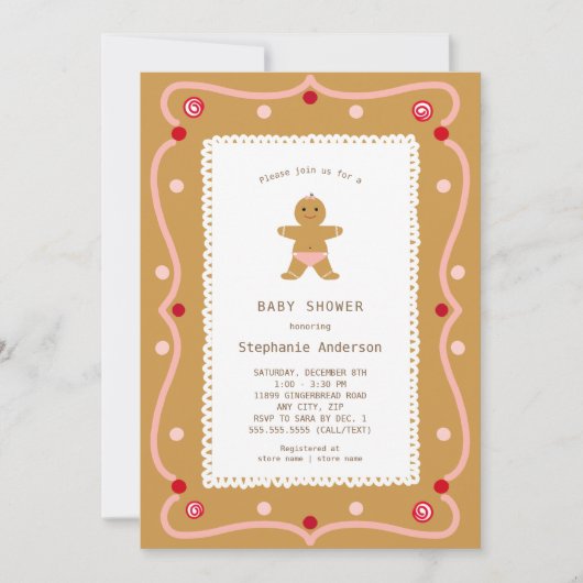 Gingerbread Girl Baby shower Uitnodiging (Voorkant)