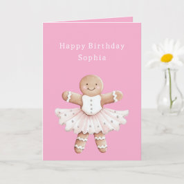 Gingerbread Girl Ballerina Ballet Verjaardag Kaart