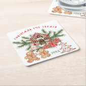 Gingerbread Girl Boy Candy Cane Kerstmis Kartonnen Onderzetters (Schuin)