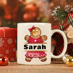 Gingerbread Girl Custom Name Christmas Koffiemok