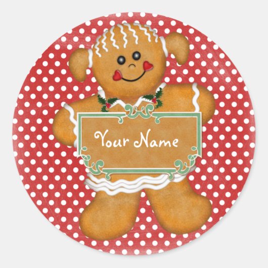 Gingerbread Girl Polka Dot Sticker (Voorkant)