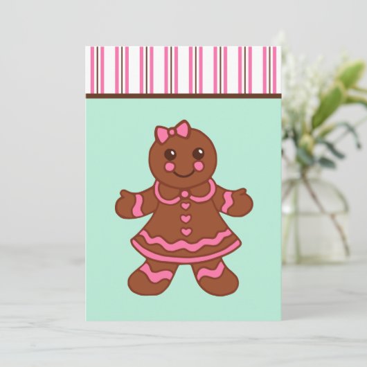 Gingerbread Girl Uitnodigingen (Staand voorkant)