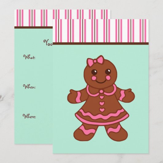 Gingerbread Girl Uitnodigingen (Voorkant / Achterkant)