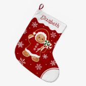 Gingerbread Girl with Peppermint Lollipops Grote Kerstsok (Voorkant (Hangend))