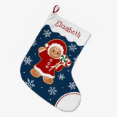 Gingerbread Girl with Peppermint Lollipops Large C Grote Kerstsok (Voorkant (Hangend))