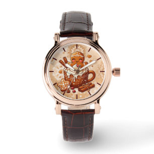 Gingerbread Girl's Hot Cocoa Hot Tub Retreat Horloge