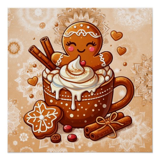 Gingerbread Girl's Hot Cocoa Hot Tub Retreat Perfect Poster (Voorkant)