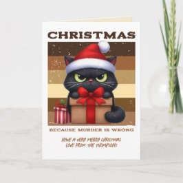 Gingerbread Glow Funny Cat Retro Christmas Photo Feestdagen Kaart