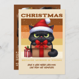 Gingerbread Glow Funny Cat Retro Christmas Photo Feestdagenkaart