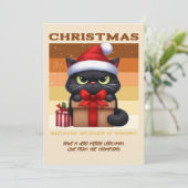 Gingerbread Glow Funny Cat Retro Christmas Photo Feestdagenkaart (Staand voorkant)