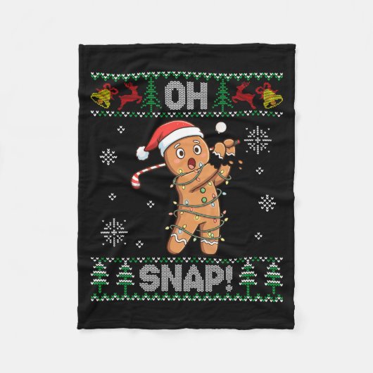 Gingerbread Golf Christmas Cookie Oh Snap Santa Ug Fleece Deken (Voorkant)