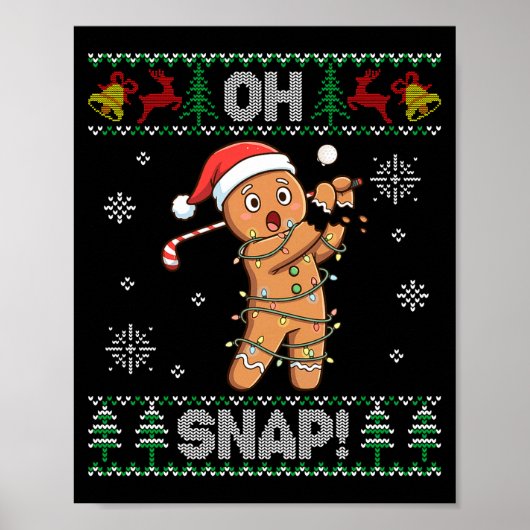 Gingerbread Golf Christmas Cookie Oh Snap Santa Ug Poster (Voorkant)