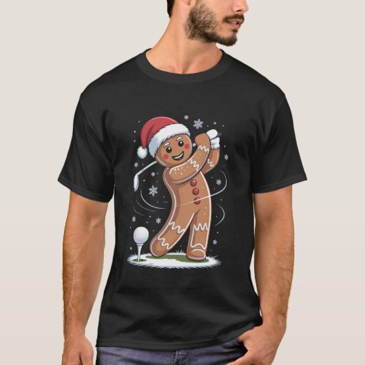 Gingerbread Golf Player Christmas Golfer Xmas Golf T-shirt (Voorkant)