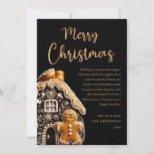 Gingerbread Goud Zwart Vrolijk Kerstfeest Feestdagenkaart (Voorkant)