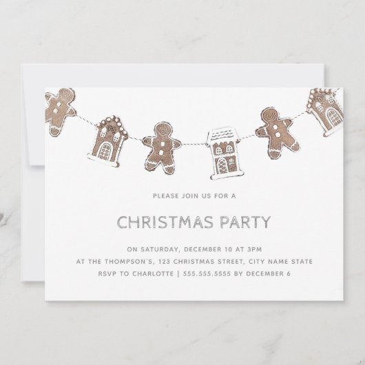 Gingerbread Grey Gingham kerstfeest vakantie Kaart (Voorkant)