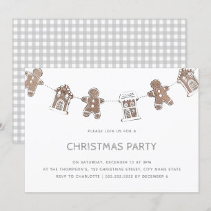 Gingerbread Grey Gingham kerstfeest vakantie Kaart