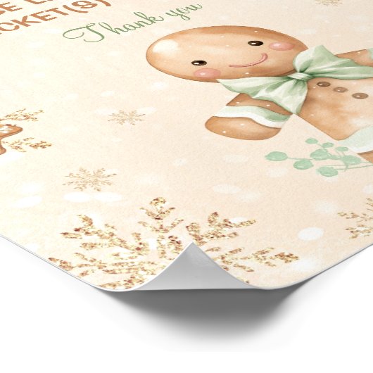Gingerbread Groen Baby shower Luier Raffle Sign Poster (Hoek)