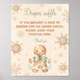 Gingerbread Groen Baby shower Luier Raffle Sign Poster