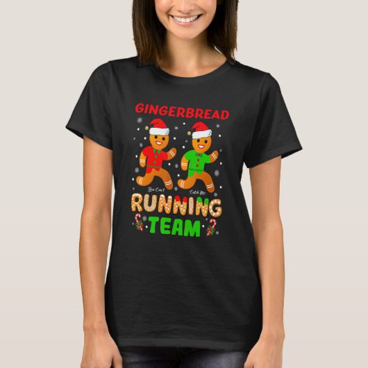 Gingerbread Hardloop Team Gingerbread Koekje Kerst T-shirt (Voorkant)