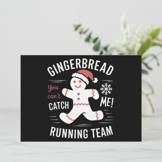 Gingerbread hardloopteam Kerst humor Feestdagenkaart (Staand voorkant)
