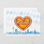 Gingerbread hart in aquarelle stijl en silhouet feestdagenkaart (Voorkant / Achterkant)