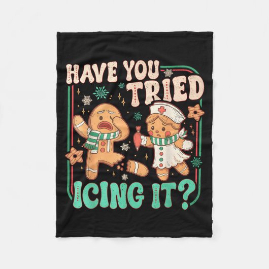 Gingerbread Have You Tried Icing It Funny Christma Fleece Deken (Voorkant)