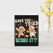 Gingerbread Have You Tried Icing It Funny Christma Kaart (Gele Bloem)