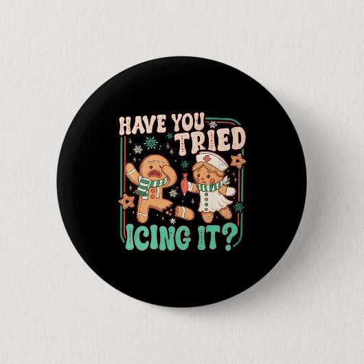 Gingerbread Have You Tried Icing It Funny Christma Ronde Button 5,7 Cm (Voorkant)