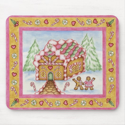 Gingerbread Heart House Mousepad Muismat (Voorkant)