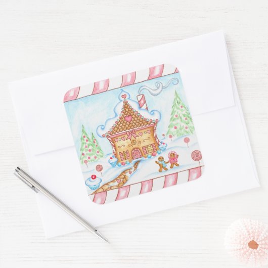 Gingerbread Heart House Sticker (Envelop)