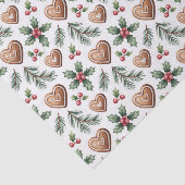 Gingerbread Hearts & Holly Christmas Holiday Tissuepapier (Detail)