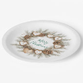 Gingerbread Hearts Pine Cones Wreath Christmas Papieren Bordje (Gekanteld)