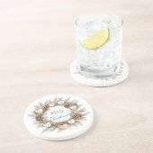 Gingerbread Hearts Pine Cones Wreath Christmas Zandsteen Onderzetter (Zijkant)