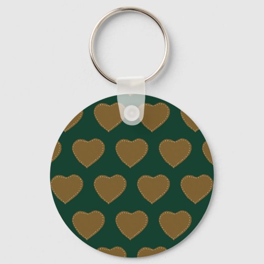 Gingerbread Hearts Sleutelhanger (groen en bruin) (Voorkant)