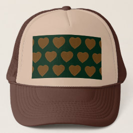 Gingerbread Hearts Trucker Hat (groen en bruin) Trucker Pet
