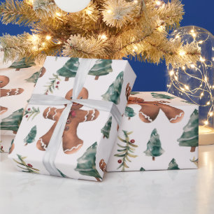 Gingerbread Heren bomen bessen Modern Christmas Cadeaupapier