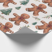 Gingerbread Heren bomen bessen Modern Christmas Cadeaupapier (Hoek)