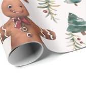 Gingerbread Heren bomen bessen Modern Christmas Cadeaupapier (Rol Hoek)