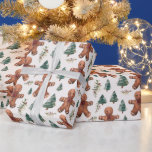Gingerbread Heren bomen bessen Modern Christmas Cadeaupapier<br><div class="desc">Maak uw vakantie geschenken glanzen met deze charmante witte kerst inpakpapier, versierd met een prachtig patroon van kerstbomen, winter groen, winterbessen, en peperkoek mannen. De frisse witte achtergrond biedt het perfecte canvas, waardoor de levendige en feestelijke elementen opvallen met vrolijk gejuich. De kerstbomen, in groene tinten, brengen een vleugje klassieke...</div>