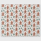 Gingerbread Heren bomen bessen Modern Christmas Cadeaupapier (Vlak)