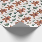 Gingerbread Heren bomen bessen Modern Christmas Cadeaupapier (Hoek)