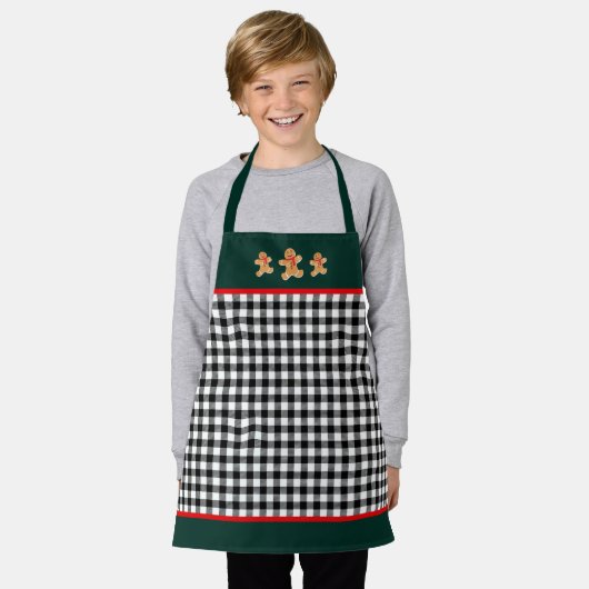 Gingerbread Heren Buffel Plaid Rood & Groen Schort (Gedragen)