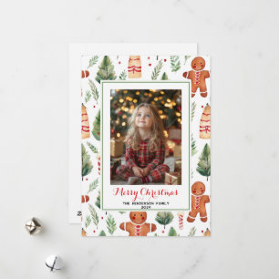 Gingerbread Heren Custom Christmas Foto & Naam Feestdagenkaart