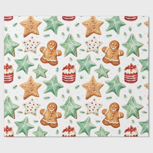 Gingerbread Heren Cutout Cookies Modern Christmas Cadeaupapier (Vlak)