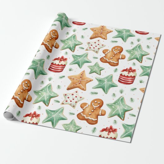 Gingerbread Heren Cutout Cookies Modern Christmas Cadeaupapier (Uitgerold)