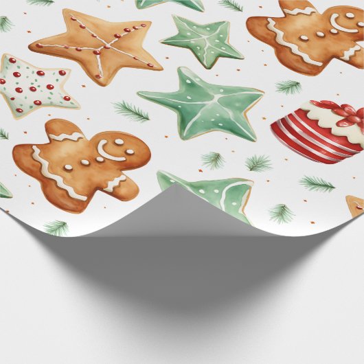 Gingerbread Heren Cutout Cookies Modern Christmas Cadeaupapier (Hoek)