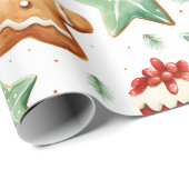 Gingerbread Heren Cutout Cookies Modern Christmas Cadeaupapier (Rol Hoek)