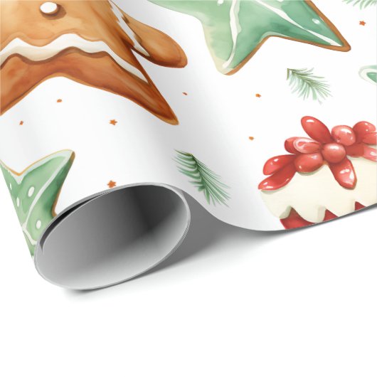 Gingerbread Heren Cutout Cookies Modern Christmas Cadeaupapier (Rol Hoek)