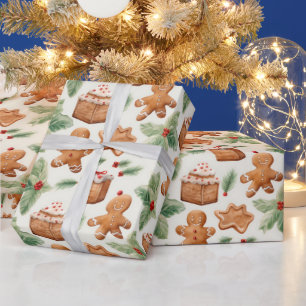 Gingerbread Heren Dessert Groen Moderne Kerstmis Cadeaupapier